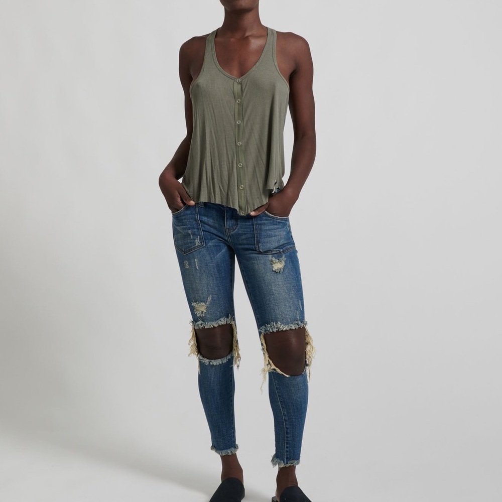 Revolve One Teaspoon Freebird II Low Rise Stretch Fitted Jeans Size 25 Indigo